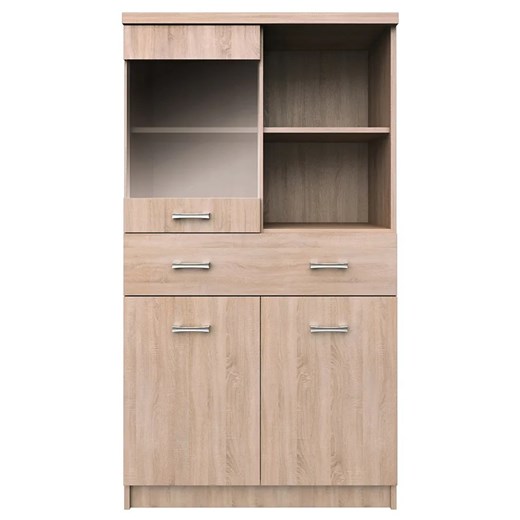 Wysoka Komoda Z Witryną Dąb Sonoma 110X28X116 Z5-R91 ze sklepu Edinos.pl w kategorii Komody - zdjęcie 172227474