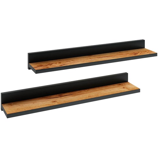 Komplet Półek Czarny Ściennych 2 Szt + Dąb Craft Z6-R89 ze sklepu Edinos.pl w kategorii Półki - zdjęcie 172227542