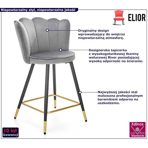 Szary nowoczesny welurowy hoker glamour - Nevios Elior One Size Edinos.pl