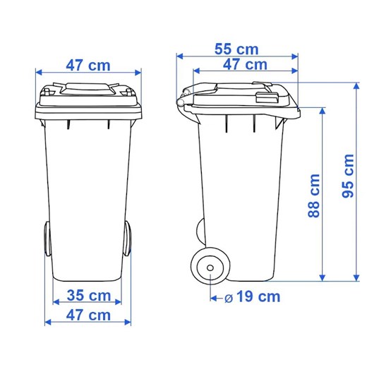 Żółty pojemnik na plastik 120L - Mico Elior One Size Edinos.pl