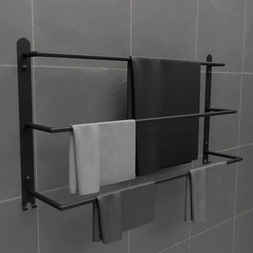 Czarny metalowy wieszak łazienkowy - Sigvart 4X Elior One Size Edinos.pl