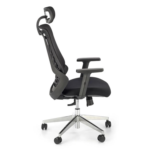 Czarny ergonomiczny fotel obrotowy z regulacją wysokości siedziska - Zynex Elior One Size Edinos.pl
