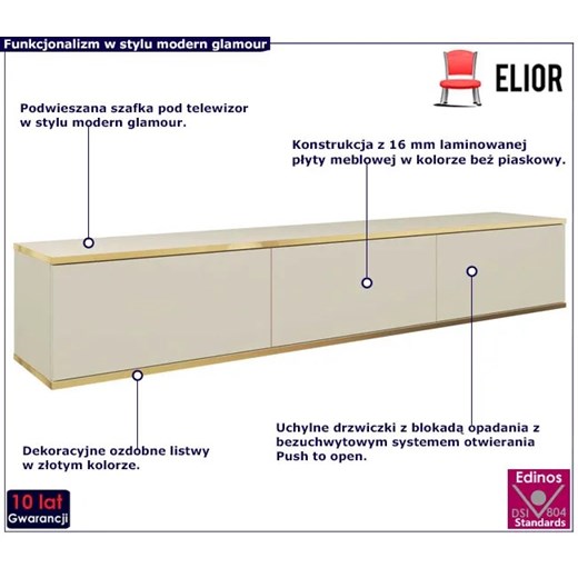 Wisząca szafka rtv beż piaskowy - Ormond 5X Elior One Size wyprzedaż Edinos.pl