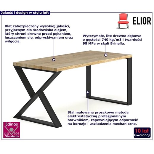 Drewniane biurko na stalowych nogach 170 x 80 - Nipso Elior One Size Edinos.pl