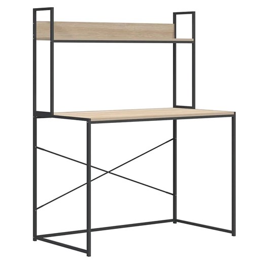 Metalowe biurko w stylu loft z półką czarny + dąb - Tandrum Elior One Size okazja Edinos.pl