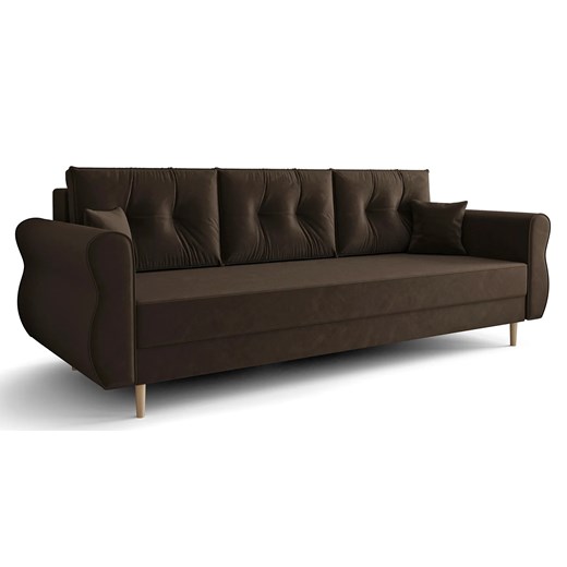 Ciemnobrązowa sofa rozkładana - Dulam ze sklepu Edinos.pl w kategorii Sofy i kanapy - zdjęcie 172229361