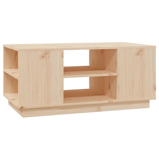 Drewniany prostokątny stolik kawowy z półkami - Fivi Elior One Size Edinos.pl