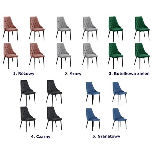Komplet 4 czarnych krzeseł z pikowanym oparciem - Sageri 4X Elior One Size Edinos.pl