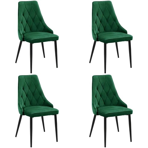 Zestaw welurowych krzeseł 4 sztuki butelkowa zieleń - Sageri 4X Elior One Size Edinos.pl