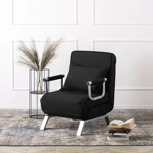 Czarny rozkładany fotel wypoczynkowy do salonu - Seto Elior One Size Edinos.pl wyprzedaż