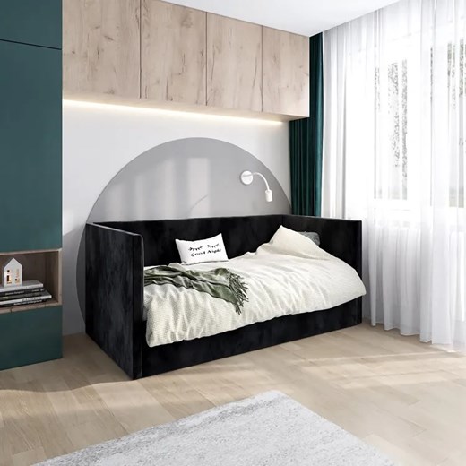 Czarne tapicerowane łóżko z oparciem Somma 5X - 3 rozmiary Elior One Size promocja Edinos.pl