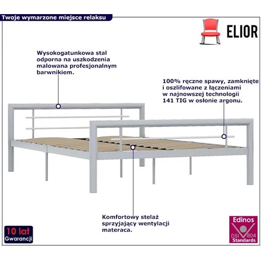 Szare metalowe łóżko z zagłówkiem 120 x 200 cm - Hegrix Elior One Size Edinos.pl