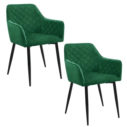 Komplet 2 welurowych krzeseł z podłokietnikami butelkowa zieleń - Wanja Elior One Size Edinos.pl okazyjna cena