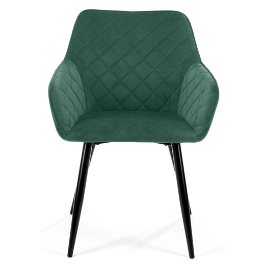 Komplet 2 welurowych krzeseł z podłokietnikami butelkowa zieleń - Wanja Elior One Size wyprzedaż Edinos.pl