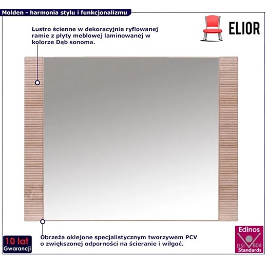 Lustro ścienne w ryflowanej ramie - Molden 10X Elior One Size okazja Edinos.pl