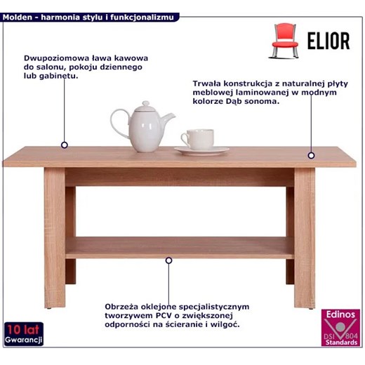 Prostokątna ława kawowa - Molden 12X Elior One Size Edinos.pl