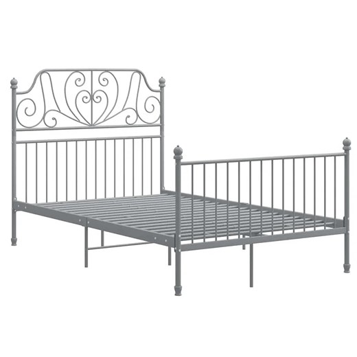 Szare metalowe łóżko z zagłówkiem 120x200 cm - Hadson ze sklepu Edinos.pl w kategorii Łóżka i materace - zdjęcie 172230820