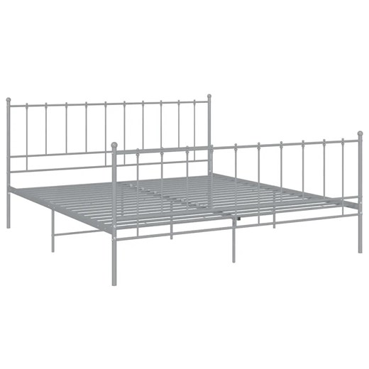 Szare metalowe łóżko małżeńskie 200x200 cm - Cesaro ze sklepu Edinos.pl w kategorii Łóżka i materace - zdjęcie 172230933