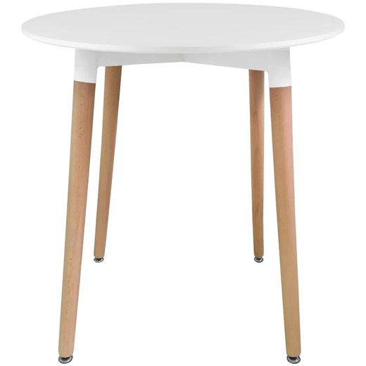 Biały okrągły stół na drewnianych nogach 80 cm - Wibo 4X ze sklepu Edinos.pl w kategorii Stoły - zdjęcie 172231134