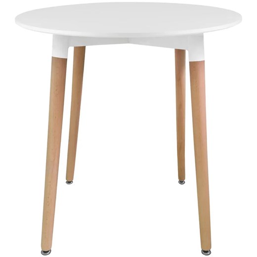 Biały okrągły stół na drewnianych nogach 80 cm D4-D48 ze sklepu Edinos.pl w kategorii Stoły - zdjęcie 172231134