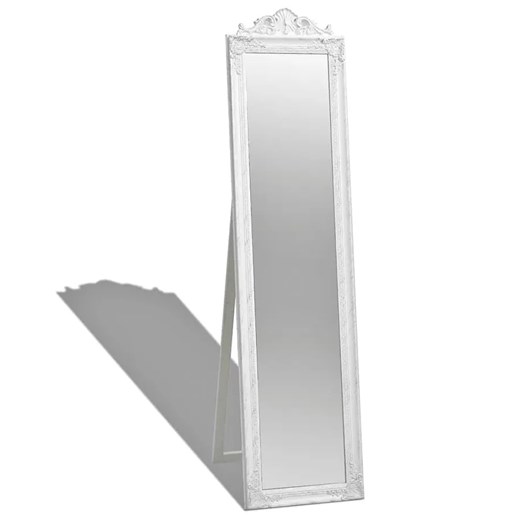 Wolnostojące lustro ze zdobioną białą ramą - Prozer ze sklepu Edinos.pl w kategorii Lustra - zdjęcie 172231204