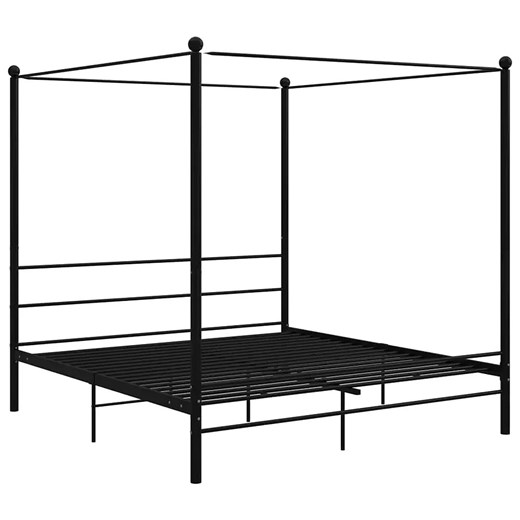 Czarne łóżko dwuosobowe z metalu 200x200 cm P1-L59 ze sklepu Edinos.pl w kategorii Łóżka i materace - zdjęcie 172231341