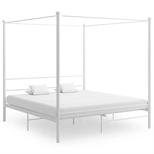Białe metalowe łóżko małżeńskie 200x200 cm - Wertes Elior One Size Edinos.pl