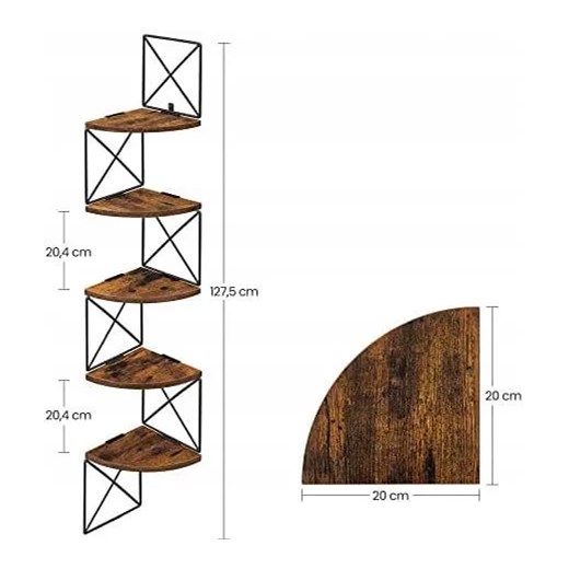 Narożna industrialna półka ścienna rustykalny brąz - Uxis Elior One Size Edinos.pl