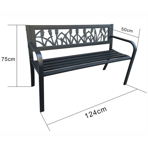Ławka ogrodowa z metalowym stelażem i florystycznym zdobieniem - Targenor 3X Elior One Size Edinos.pl okazja