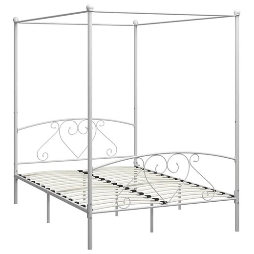Białe metalowe łóżko małżeńskie 180x200 cm - Nila ze sklepu Edinos.pl w kategorii Łóżka i materace - zdjęcie 172231750