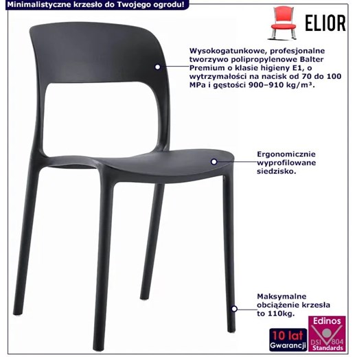 Czarne minimalistyczne krzesło balkonowe - Vagi Elior One Size Edinos.pl