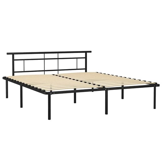 Czarne metalowe łóżko małżeńskie 160x200 cm - Nikel ze sklepu Edinos.pl w kategorii Łóżka i materace - zdjęcie 172232010