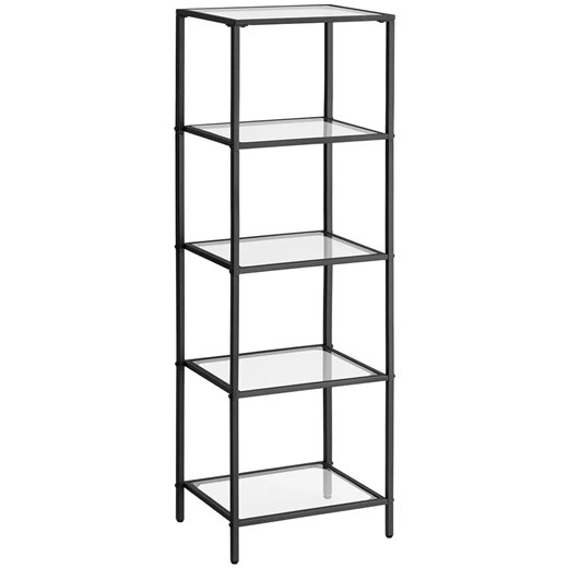 Czarny metalowy szklany regał z 5 półkami w stylu loft - Resso 3X Elior One Size Edinos.pl