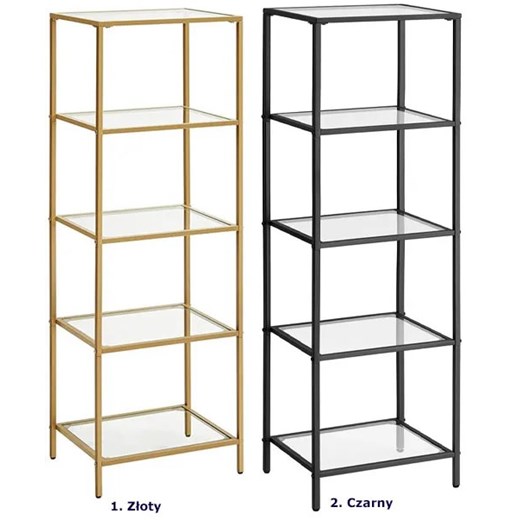 Czarny metalowy szklany regał z 5 półkami w stylu loft - Resso 3X Elior One Size Edinos.pl