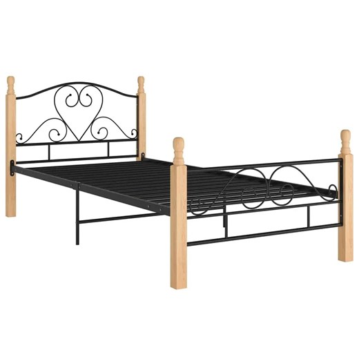 Rustykalne łóżko metalowe czarny + jasny dąb 100x200 cm B5-A97 ze sklepu Edinos.pl w kategorii Łóżka i materace - zdjęcie 172232294