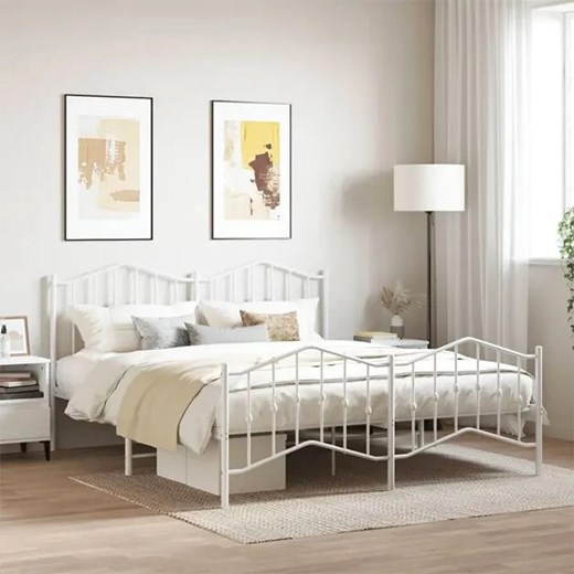 Białe rustykalne łóżko metalowe 200x200 cm - Emelsa Elior One Size Edinos.pl