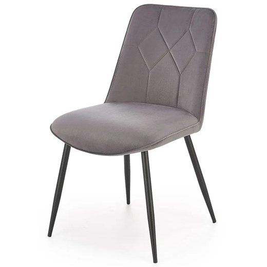 Popielate tapicerowane pikowane krzesło - Livro ze sklepu Edinos.pl w kategorii Krzesła - zdjęcie 172232664