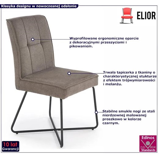 Popielate tapicerowane krzesło metalowe - Salio Elior One Size Edinos.pl