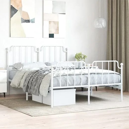 Białe metalowe łóżko małżeńskie 140x200 cm - Onex Elior One Size Edinos.pl