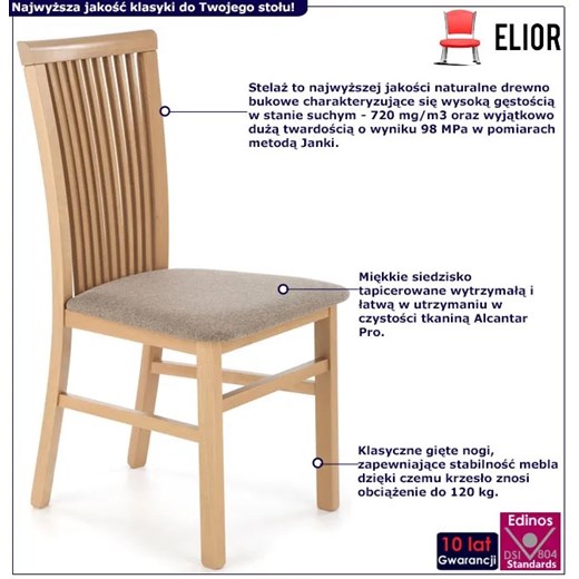 Krzesło do kuchni drewniane dąb artisan - Mako 4X Elior One Size Edinos.pl