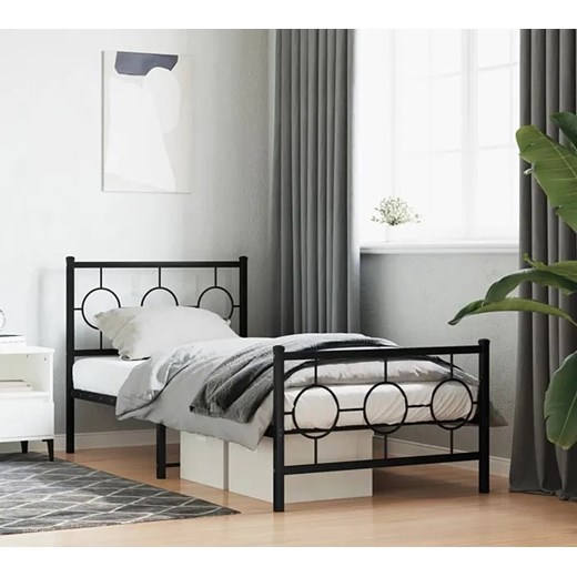Czarne loftowe łóżko pojedyncze 90x200 cm - Ripper Elior One Size Edinos.pl