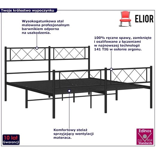 Czarne metalowe łóżko industrialne 120x200cm - Espux Elior One Size Edinos.pl