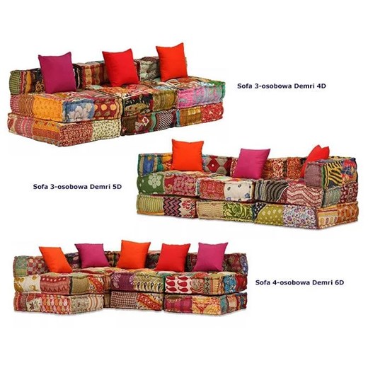 Patchworkowa sofa 3-osobowa Demri 4D Elior One Size Edinos.pl