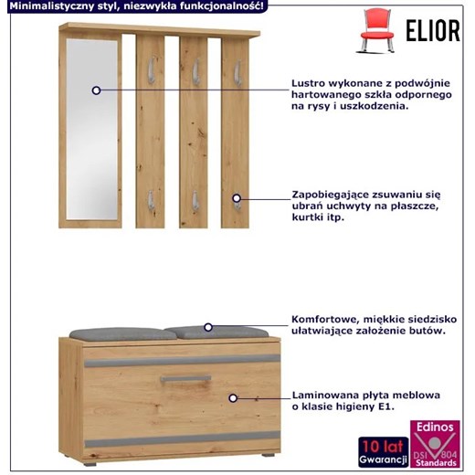 Garderoba z wieszakiem i szafką na buty Malea - dąb artisan Elior One Size Edinos.pl