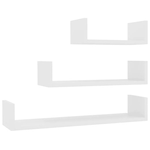 Zestaw białych półek ściennych z połyskiem - Baffic 3X ze sklepu Edinos.pl w kategorii Półki - zdjęcie 172236134