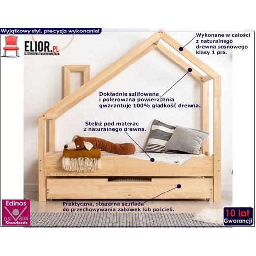 Drewniane łóżeczko dziecięce domek z szufladą Lumo 7X Elior One Size Edinos.pl