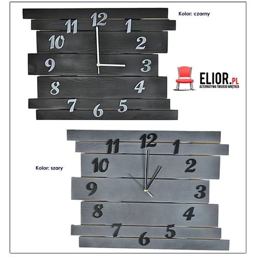 Duży zegar drewniany Liptos 6R - 11 kolorów Elior One Size promocyjna cena Edinos.pl
