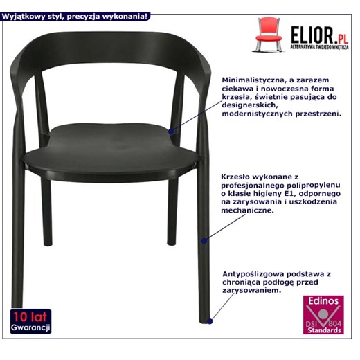 Minimalistyczne krzesło Brett - czarne Elior One Size wyprzedaż Edinos.pl