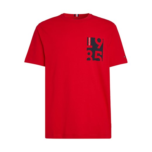 Czerwony t-shirt męski Tommy Hilfiger z krótkim rękawem młodzieżowy 