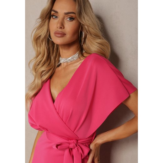 Sukienka Renee kopertowa z dekoltem w serek z krótkim rękawem na sylwestra maxi elegancka